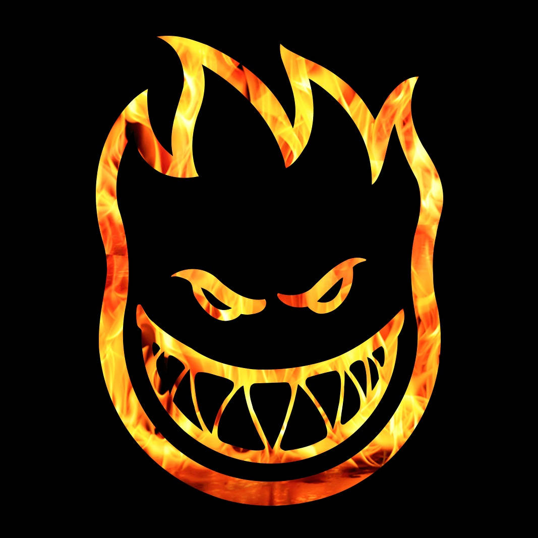 Spitfire, flaming skull, glowing orange flames, SD Desktop Wallpaper
