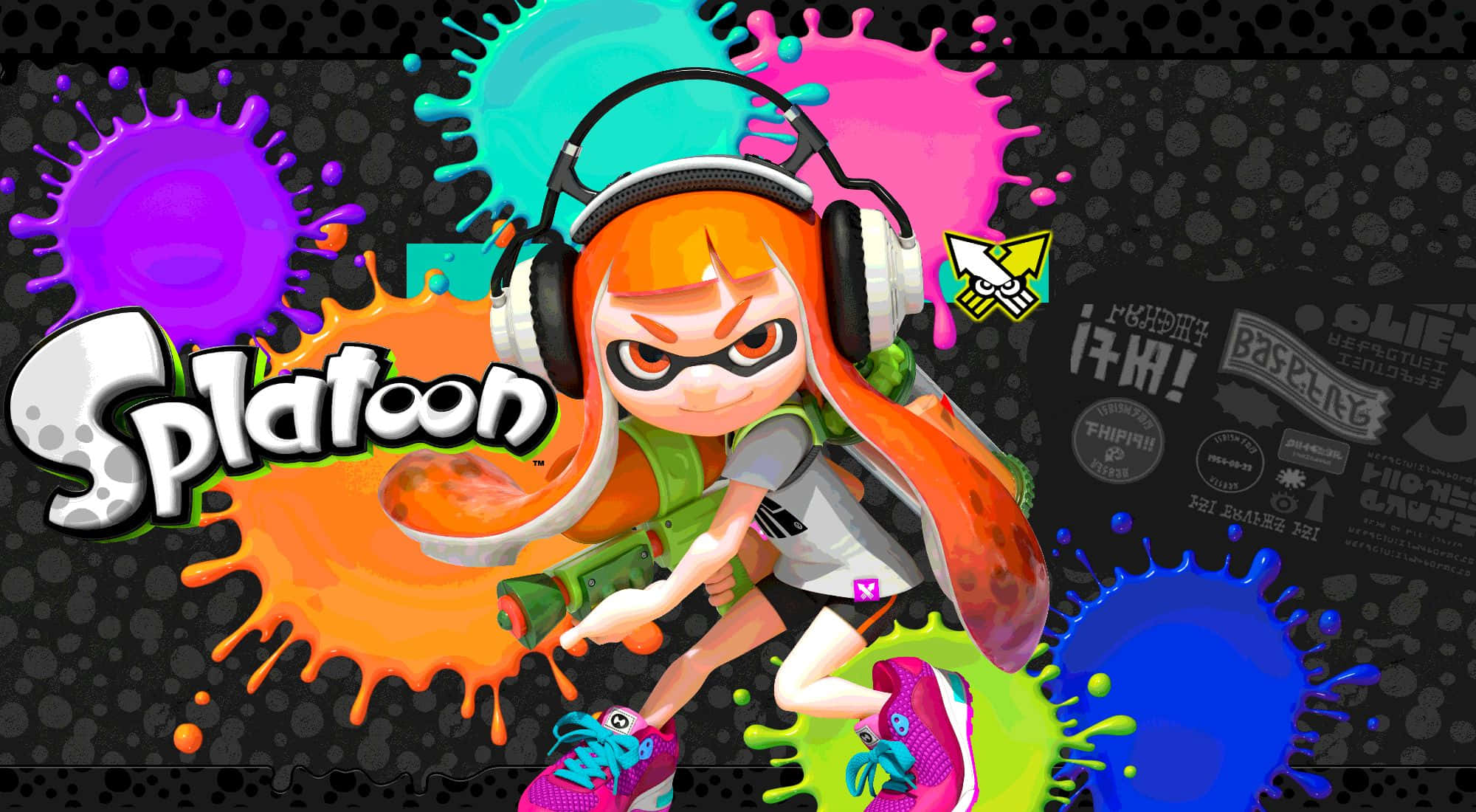 Splatoon 2, orange hair, headphones, Full HD Desktop Wallpaper