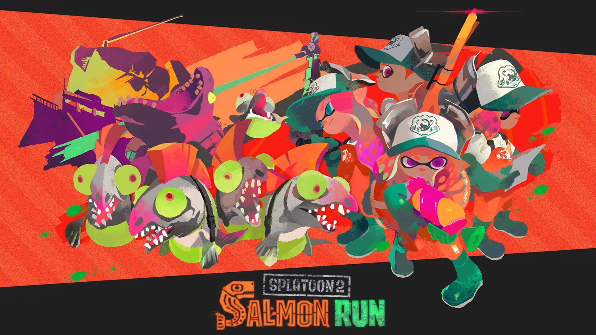Splatoon 2, cartoon squid characters, colorful gear, Full HD Desktop Wallpaper