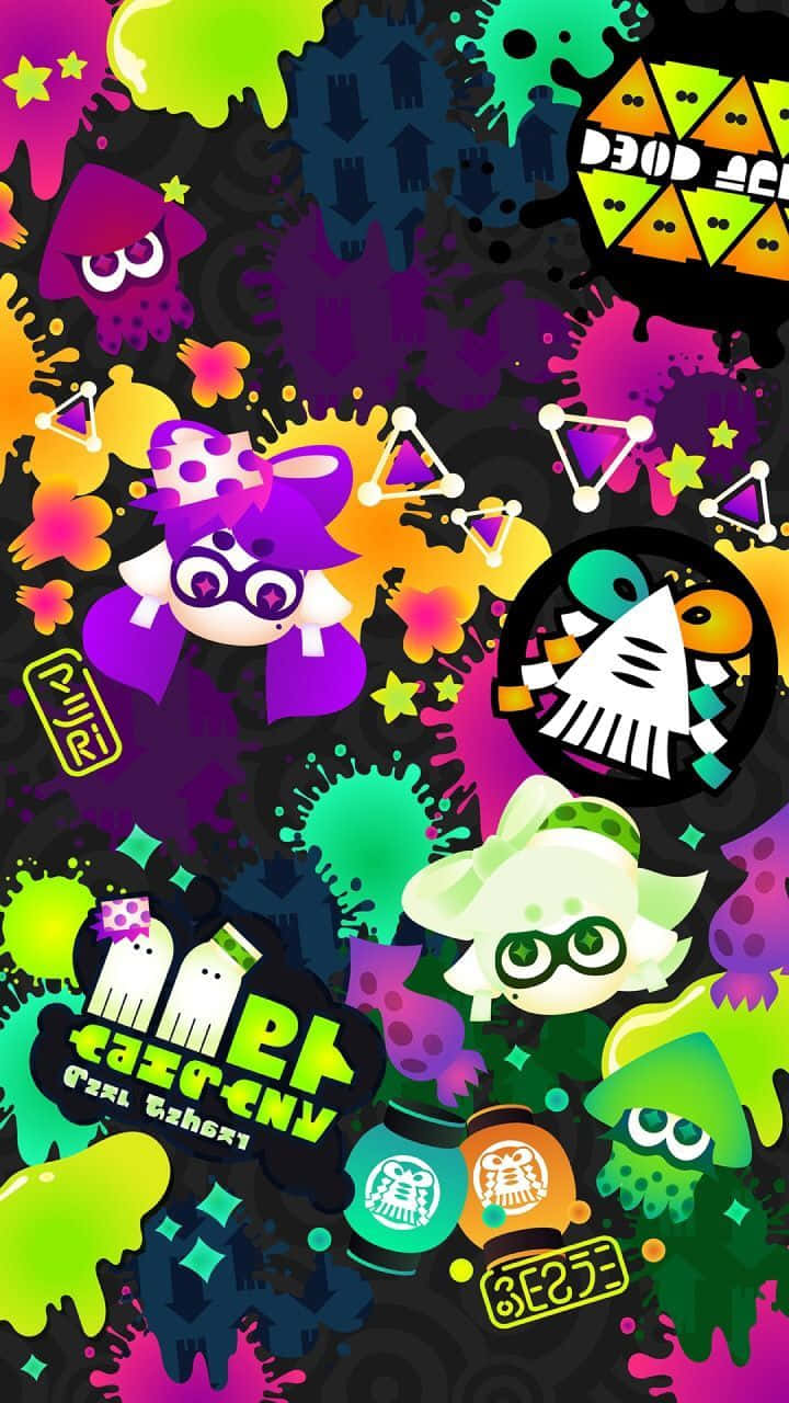 Splatoon 2, ink splatters, dark background, HD Phone Wallpaper