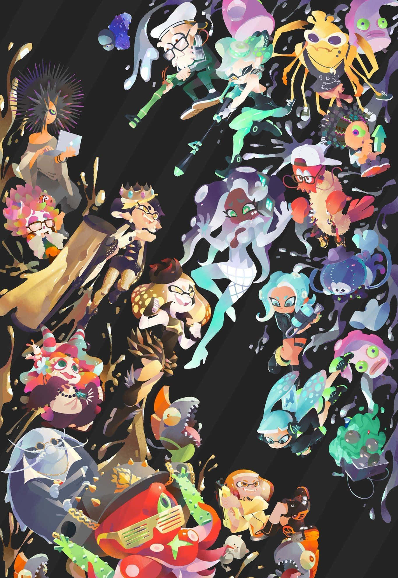 Splatoon 3, colorful, character collage, Full HD Phone Wallpaper