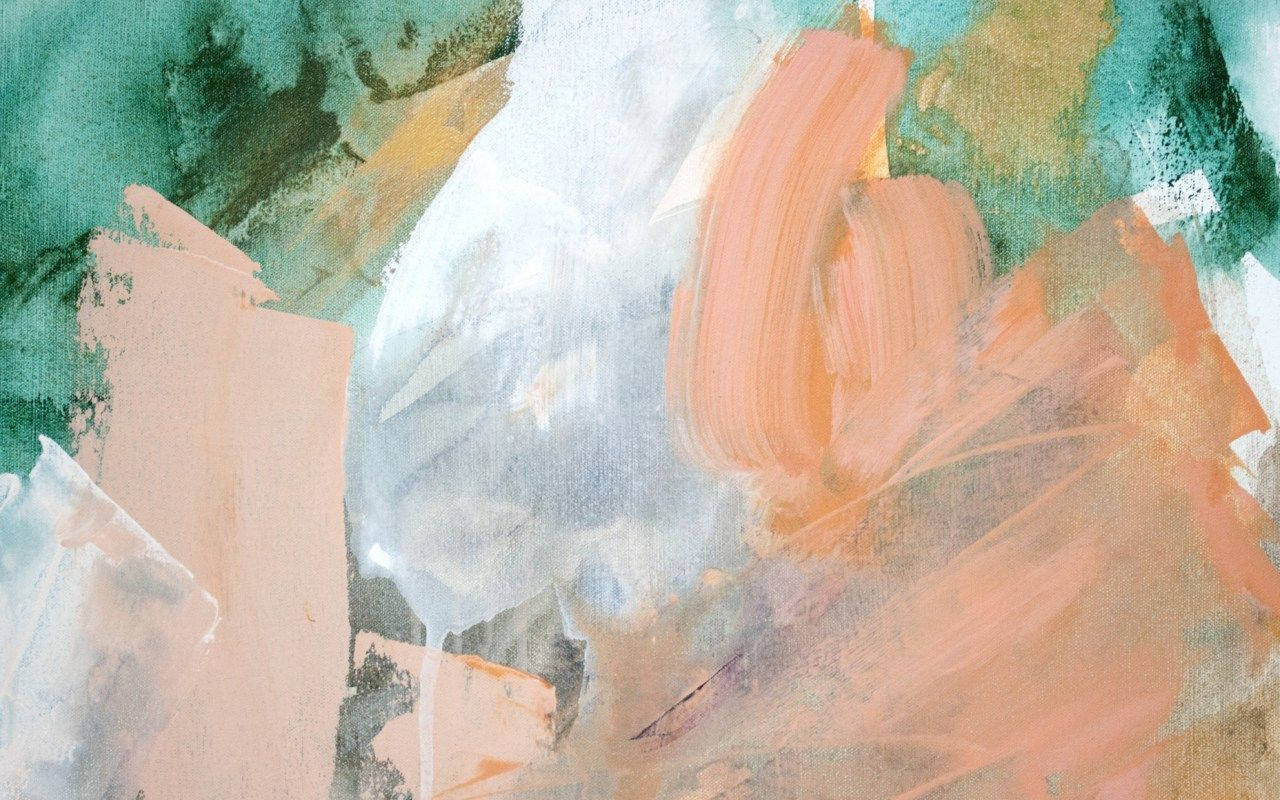Splatter Paint, teal, peach, HD Desktop Wallpaper