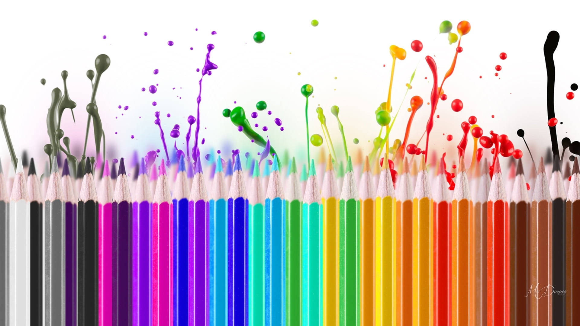 Splatter Paint, 1920 x 1080, colorful pencils, Full HD Desktop Wallpaper