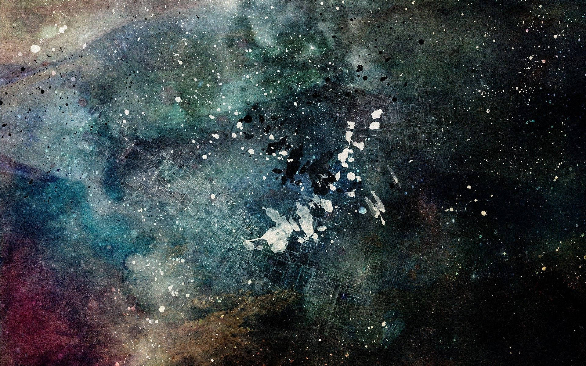 Splatter Paint, teal, magenta, Full HD Desktop Wallpaper