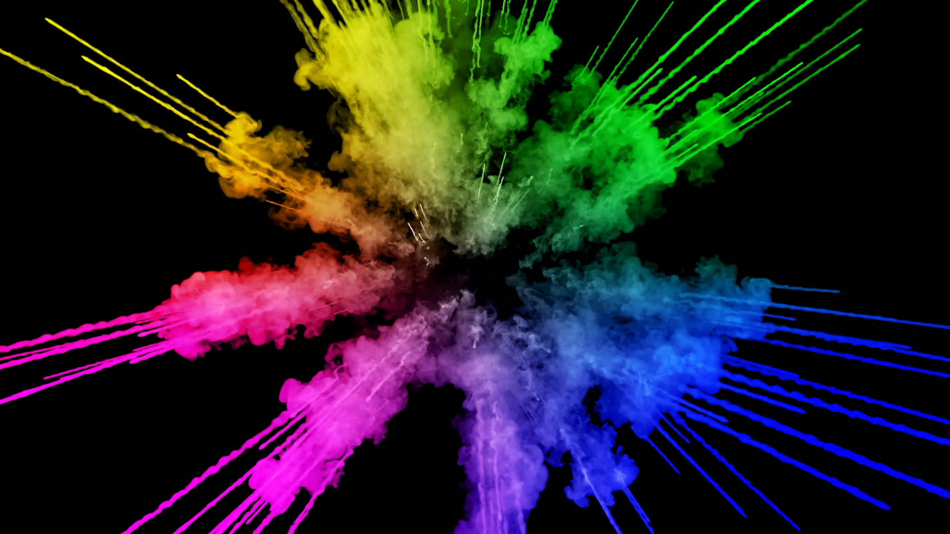 Splatter Paint, rainbow-colored smoke, radial explosion, Full HD Desktop Wallpaper