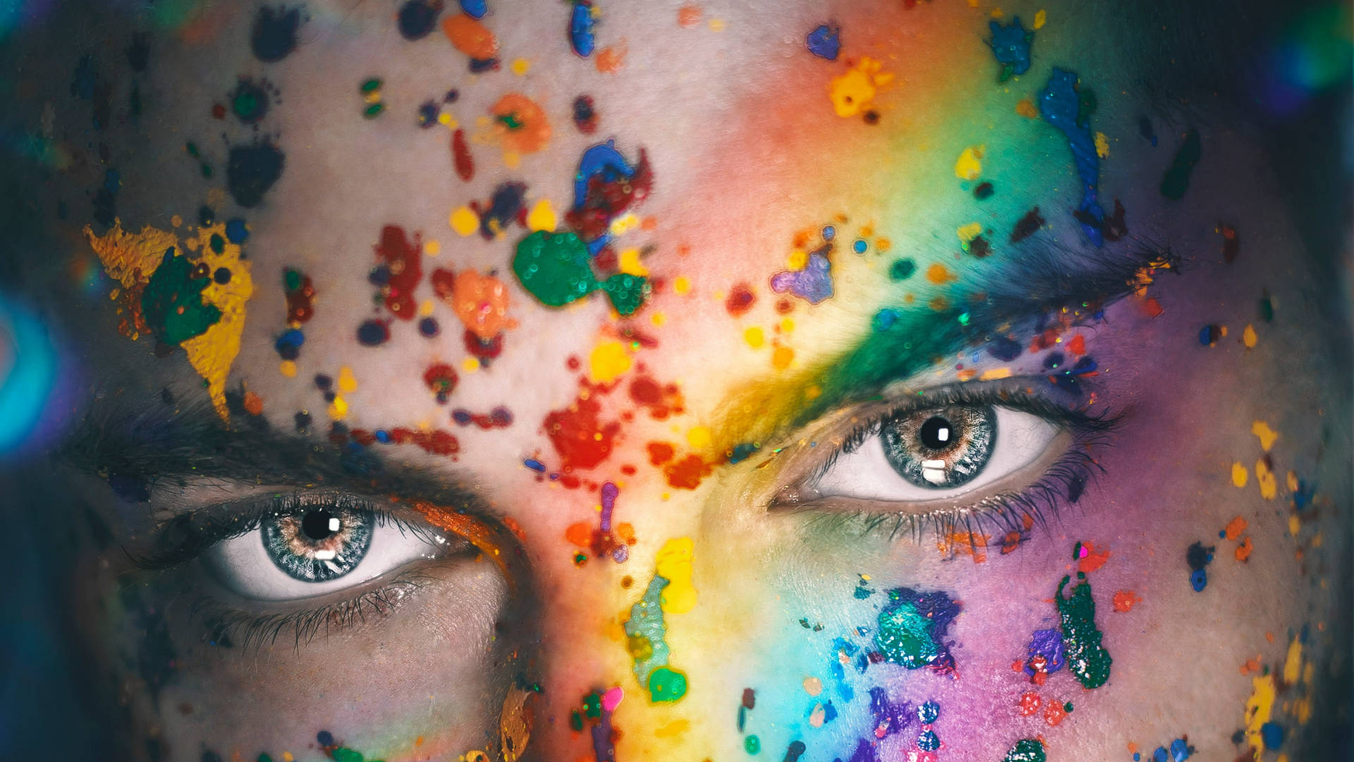 Splatter Paint, rainbow, eyes, Full HD Desktop Wallpaper