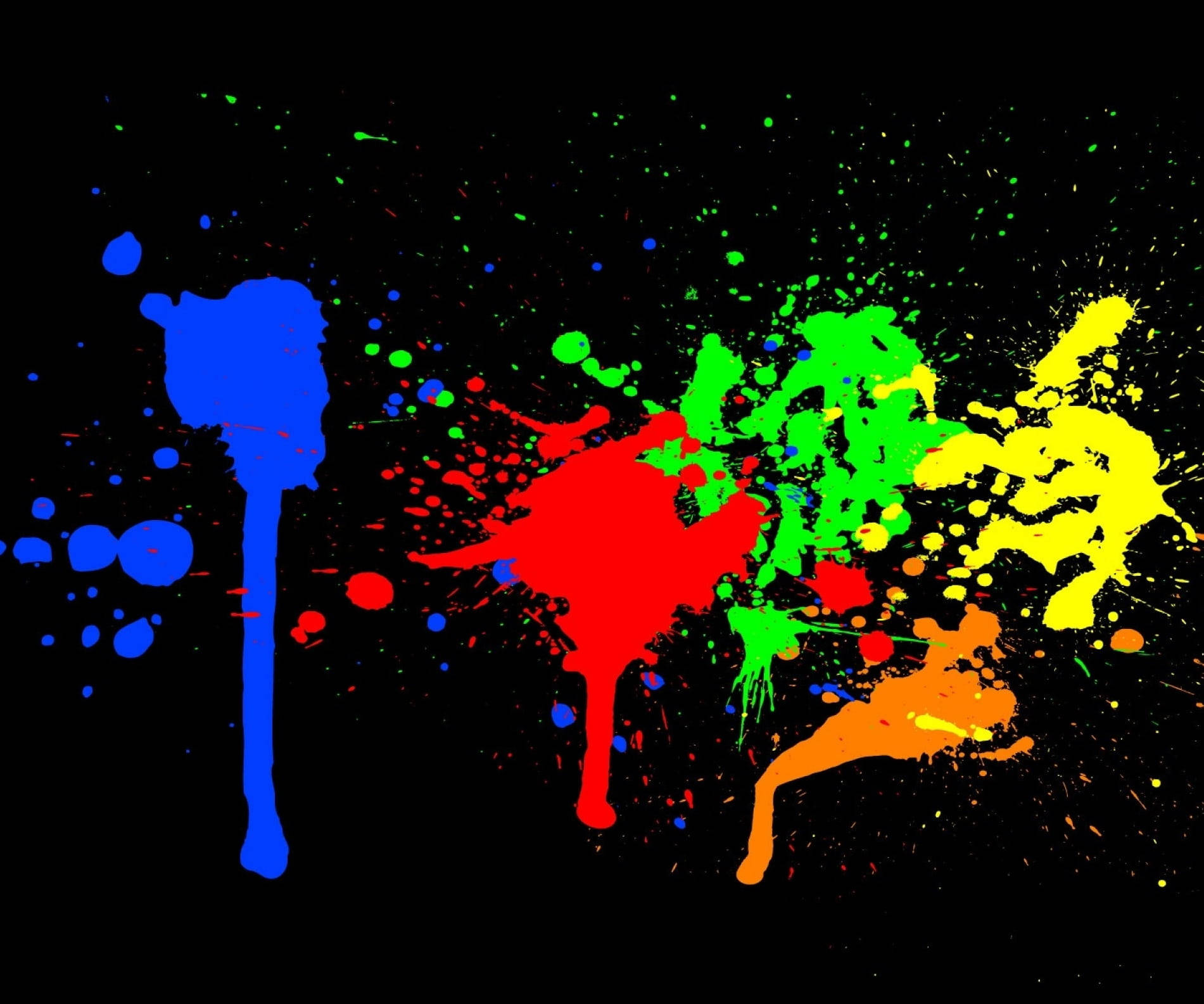 Splatter Paint, neon paint, black canvas, HD Desktop Wallpaper