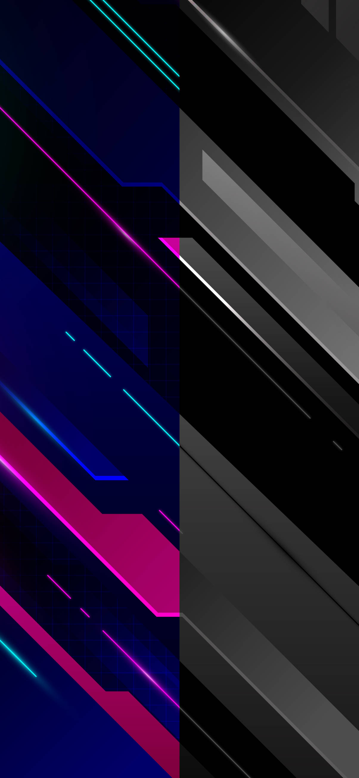 neon pink, blue streaks, sleek black geometric background, 2K Phone Wallpaper