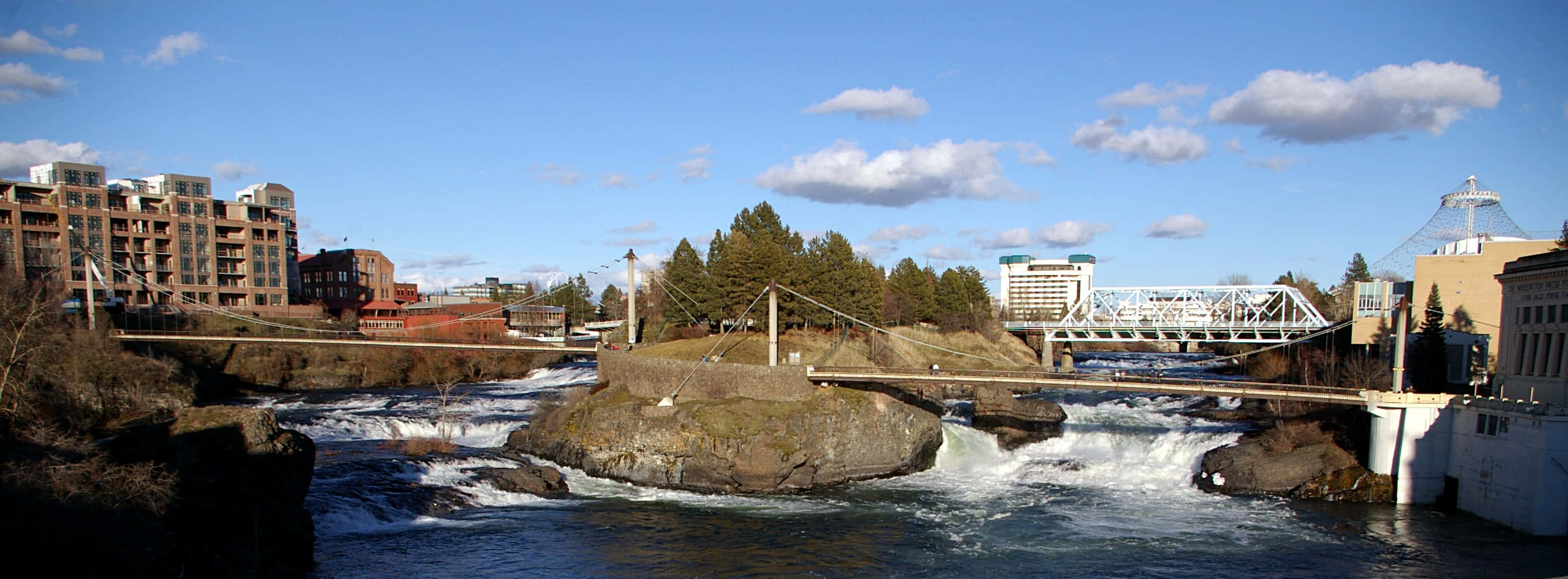 Spokane, downtown cityscape, twilight, 2K Desktop Wallpaper