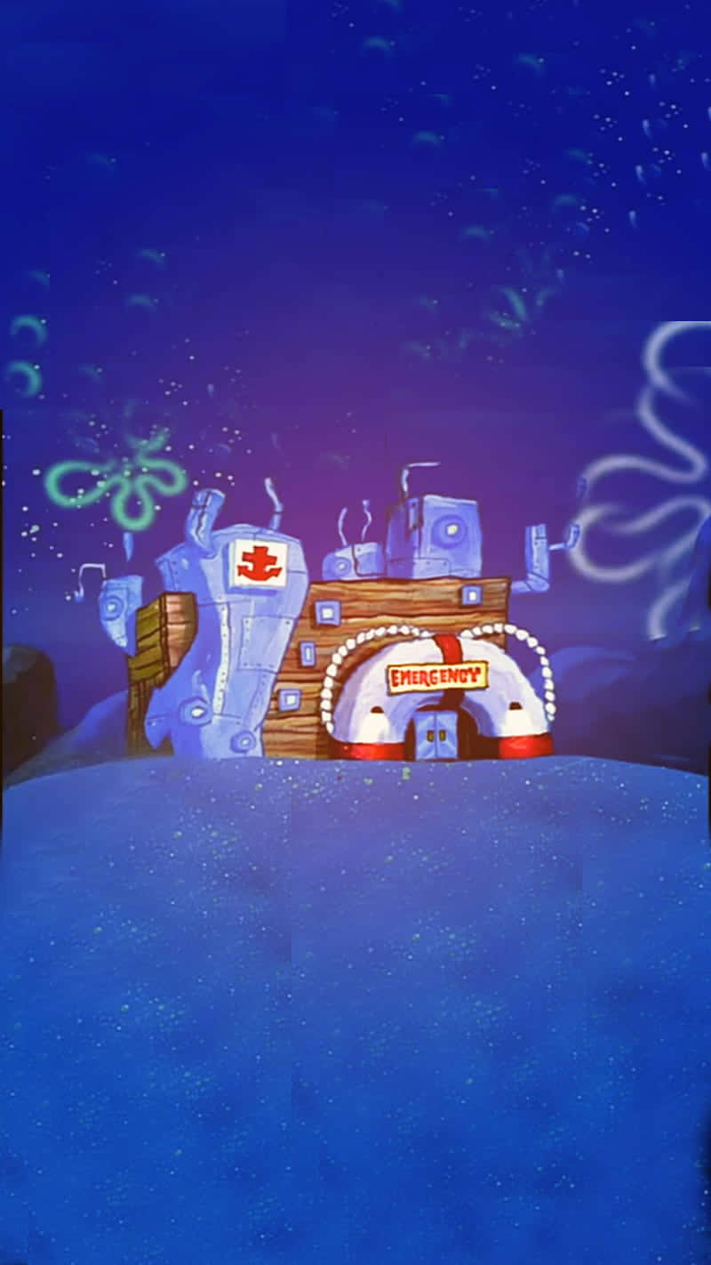 Spongebob Aesthetic Desktop, underwater hospital, red cross, HD Phone Wallpaper