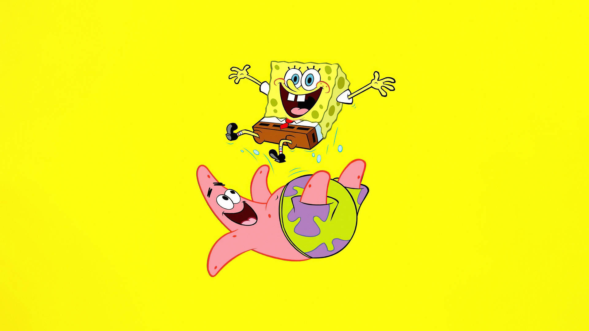 SpongeBob, Patrick, yellow void, Full HD Desktop Wallpaper