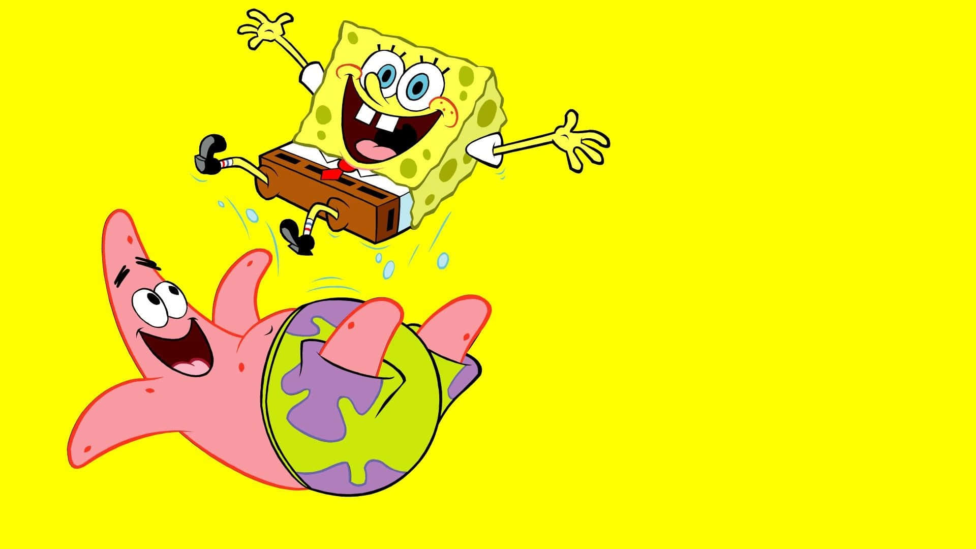 SpongeBob, Patrick, bright yellow void, Full HD Desktop Wallpaper
