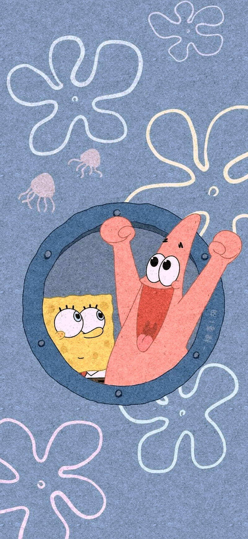 SpongeBob, Patrick, blue aesthetic, HD Phone Wallpaper