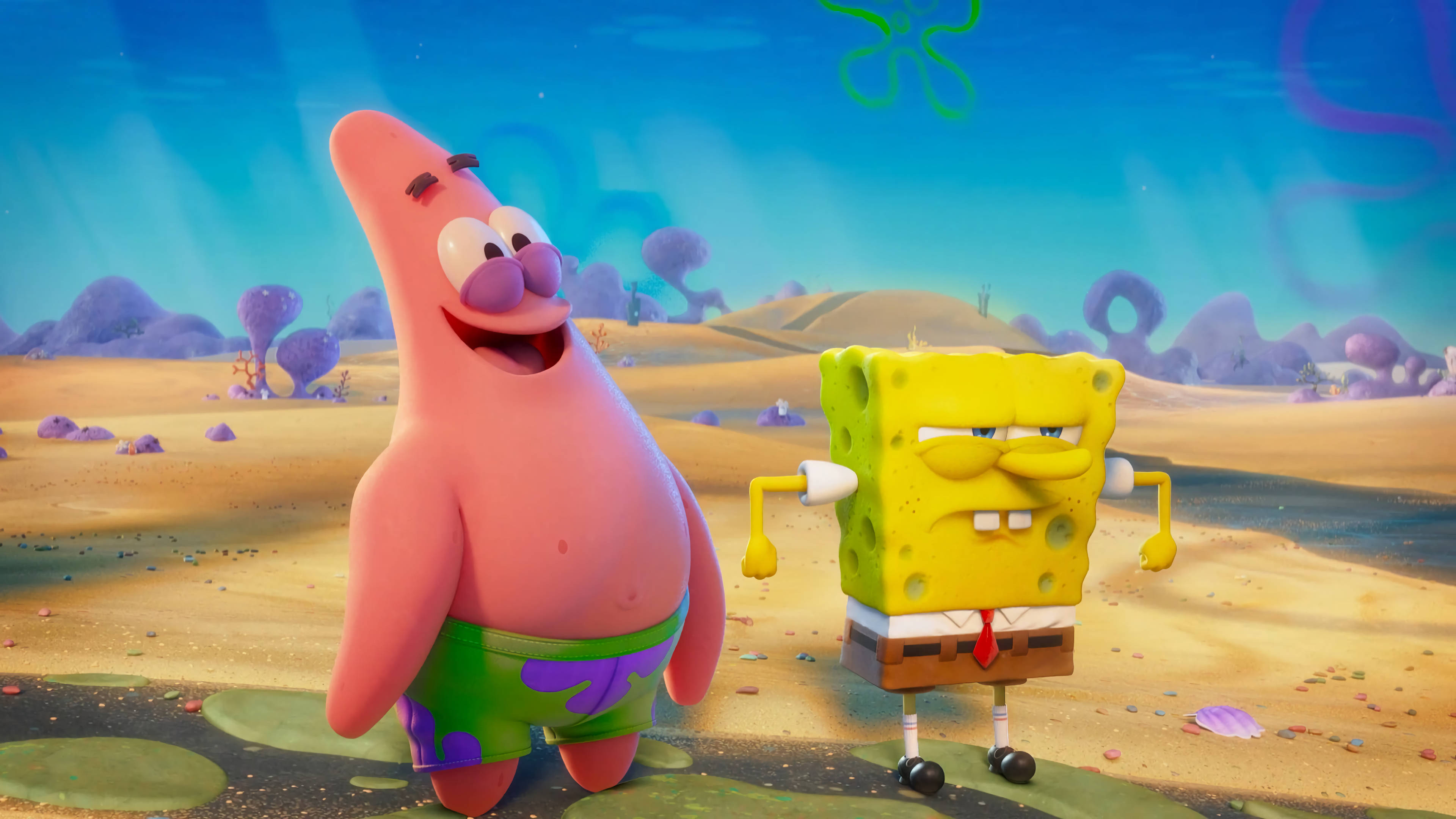 SpongeBob, Patrick, underwater desert landscape, 4K Desktop Wallpaper