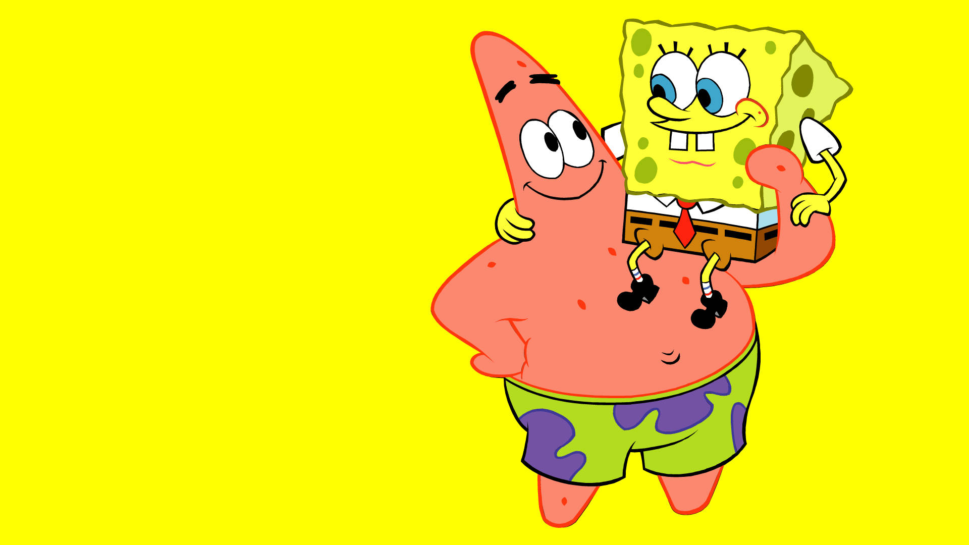SpongeBob, Patrick Star, bright yellow background, Full HD Desktop Wallpaper