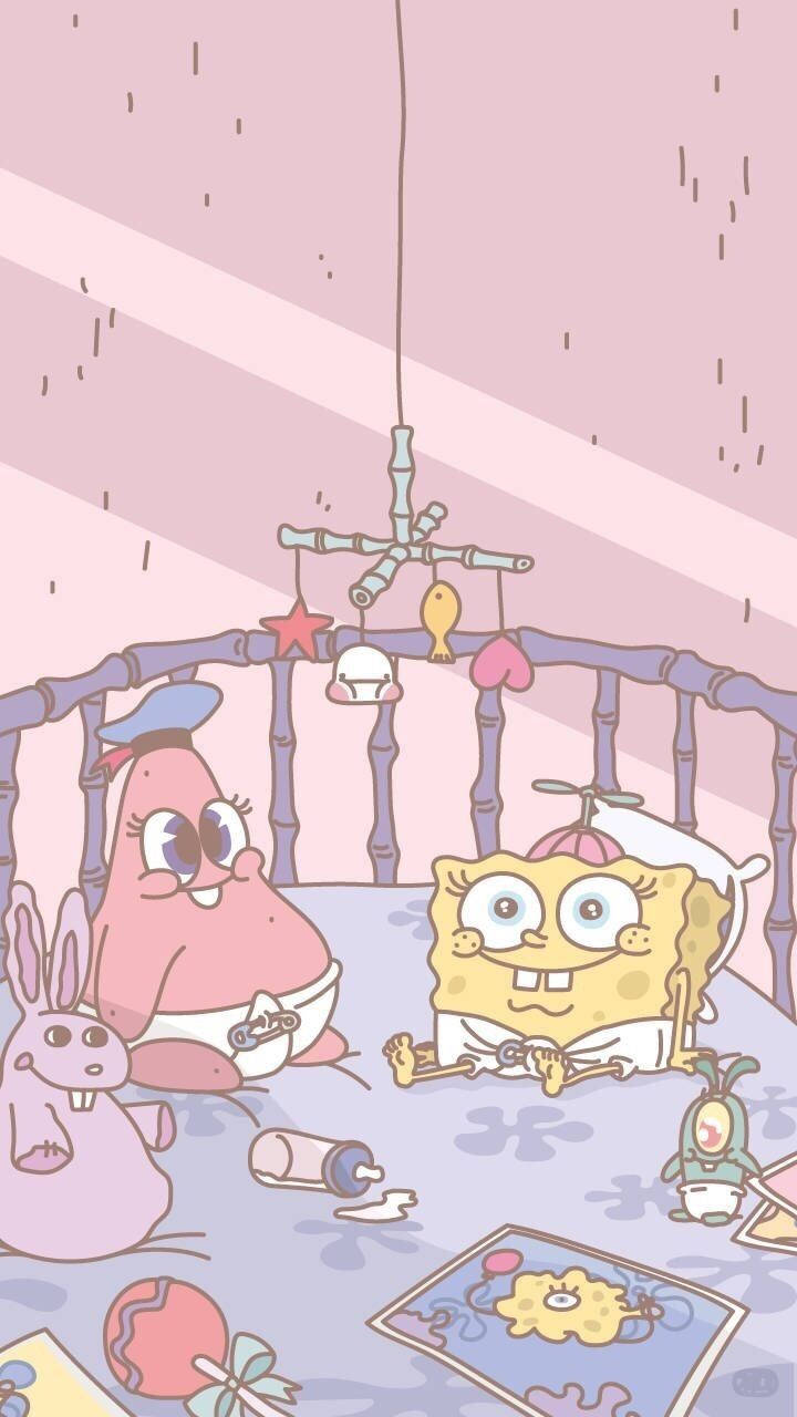 SpongeBob, Patrick, crib, HD Phone Wallpaper