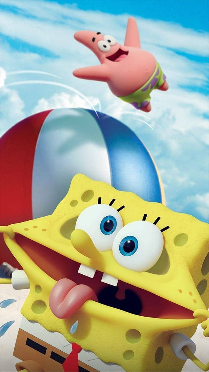 SpongeBob, Patrick, beach ball, HD Phone Wallpaper