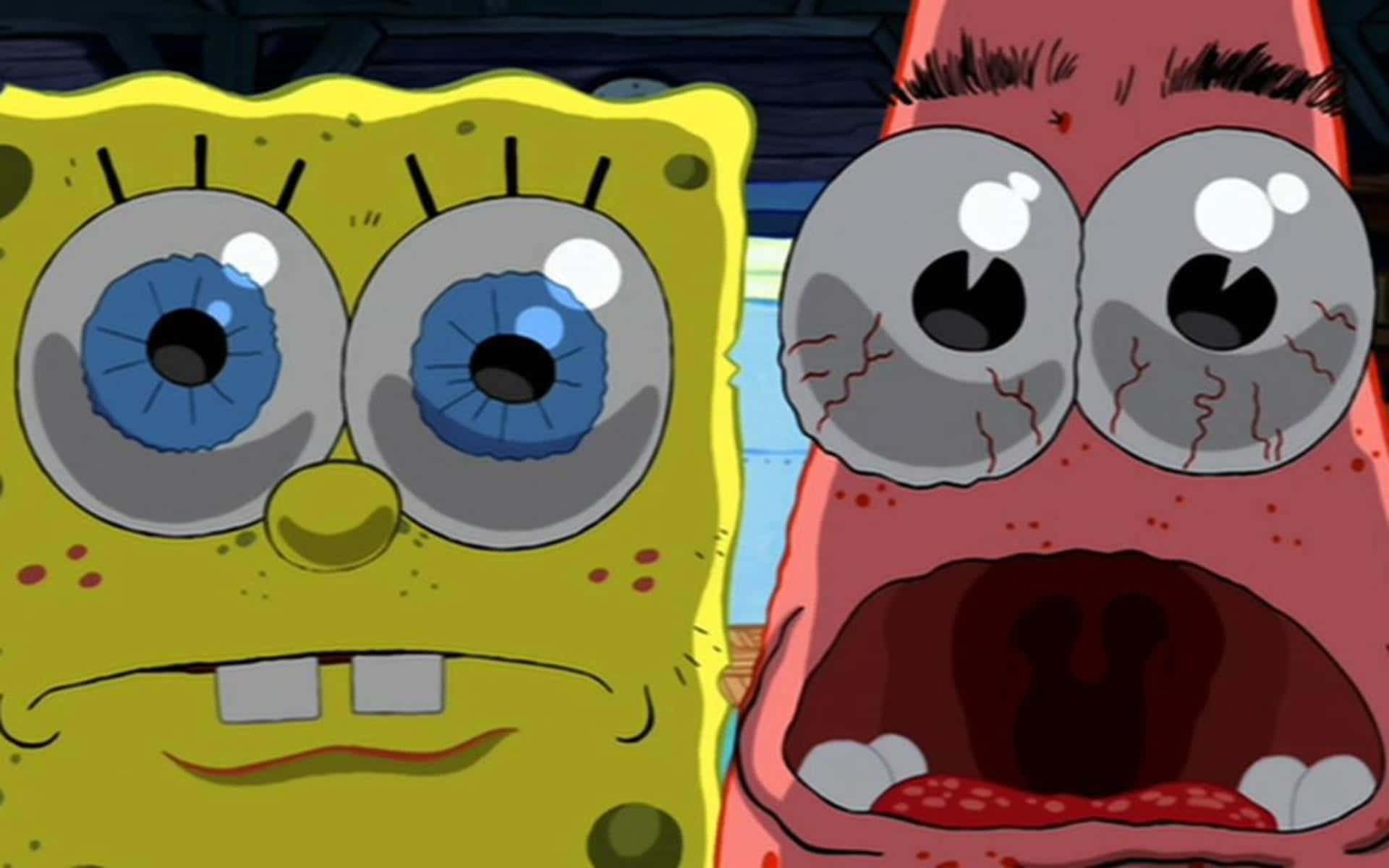 SpongeBob, Patrick, cartoon scene, Full HD Desktop Wallpaper