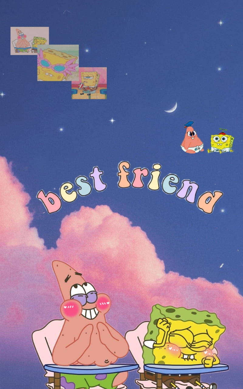 SpongeBob, Patrick, starry sky, HD Phone Wallpaper