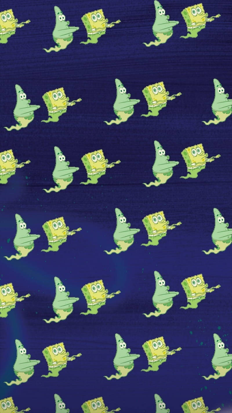 SpongeBob, Patrick Star, ghost pattern, HD Phone Wallpaper