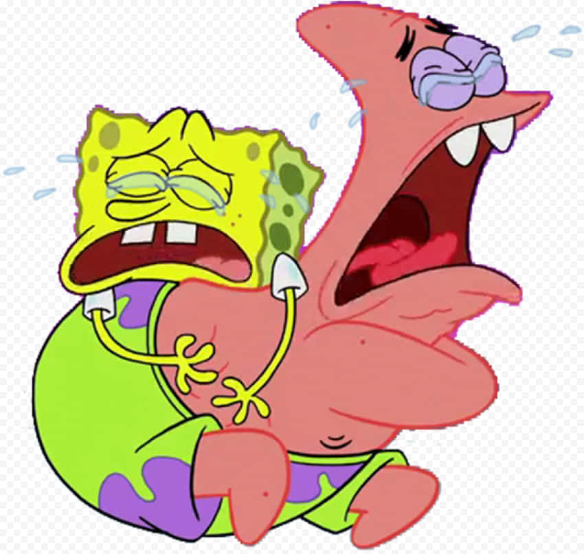 SpongeBob, Patrick, tears streaming down their faces, SD Desktop Wallpaper