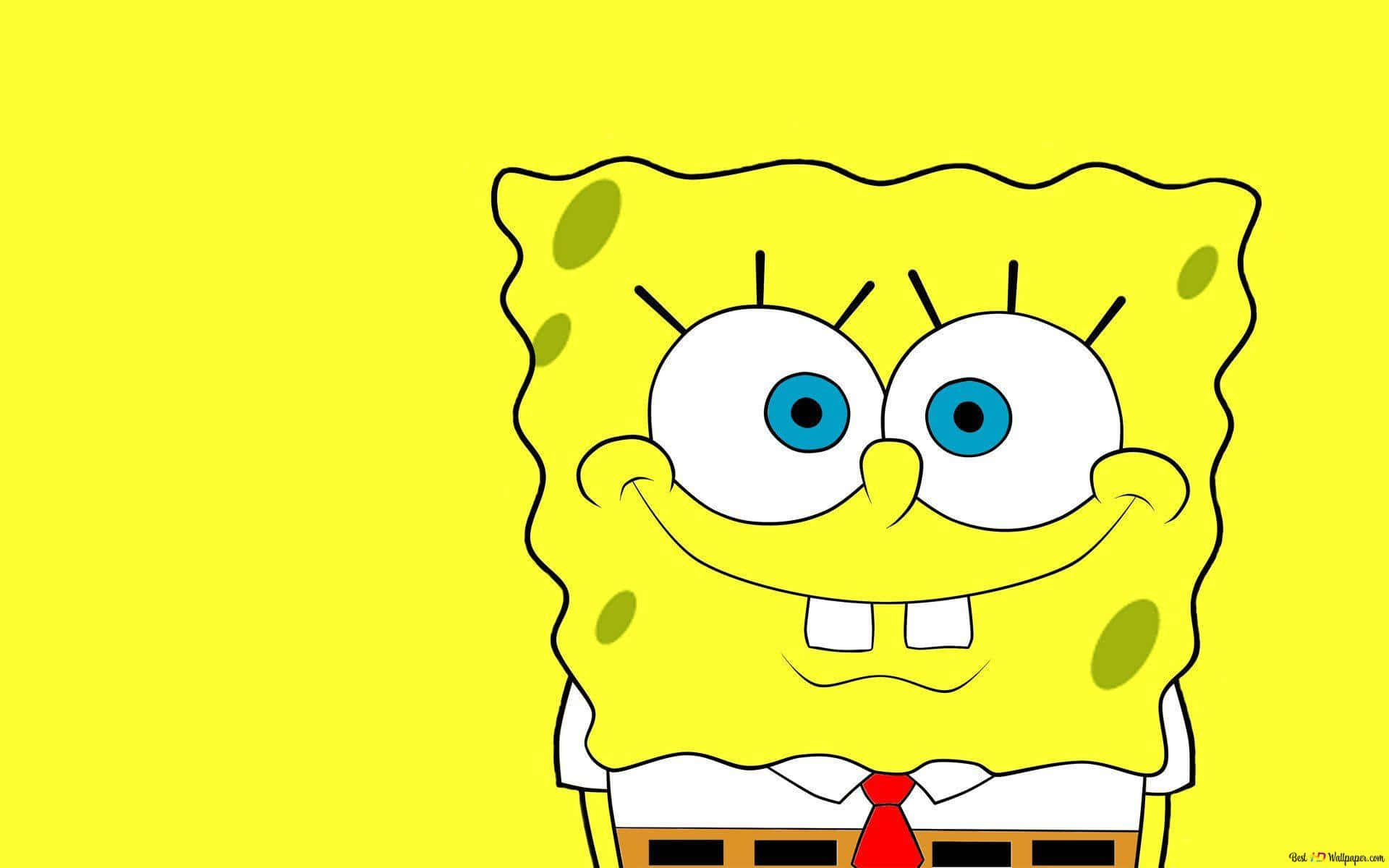 Spongebob, big blue eyes, red tie, Full HD Desktop Wallpaper