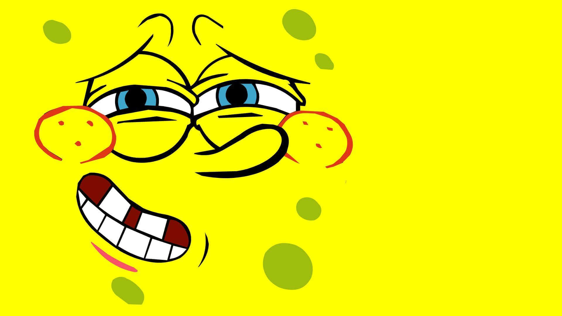SpongeBob, wide grin, bulging eyes, Full HD Desktop Wallpaper