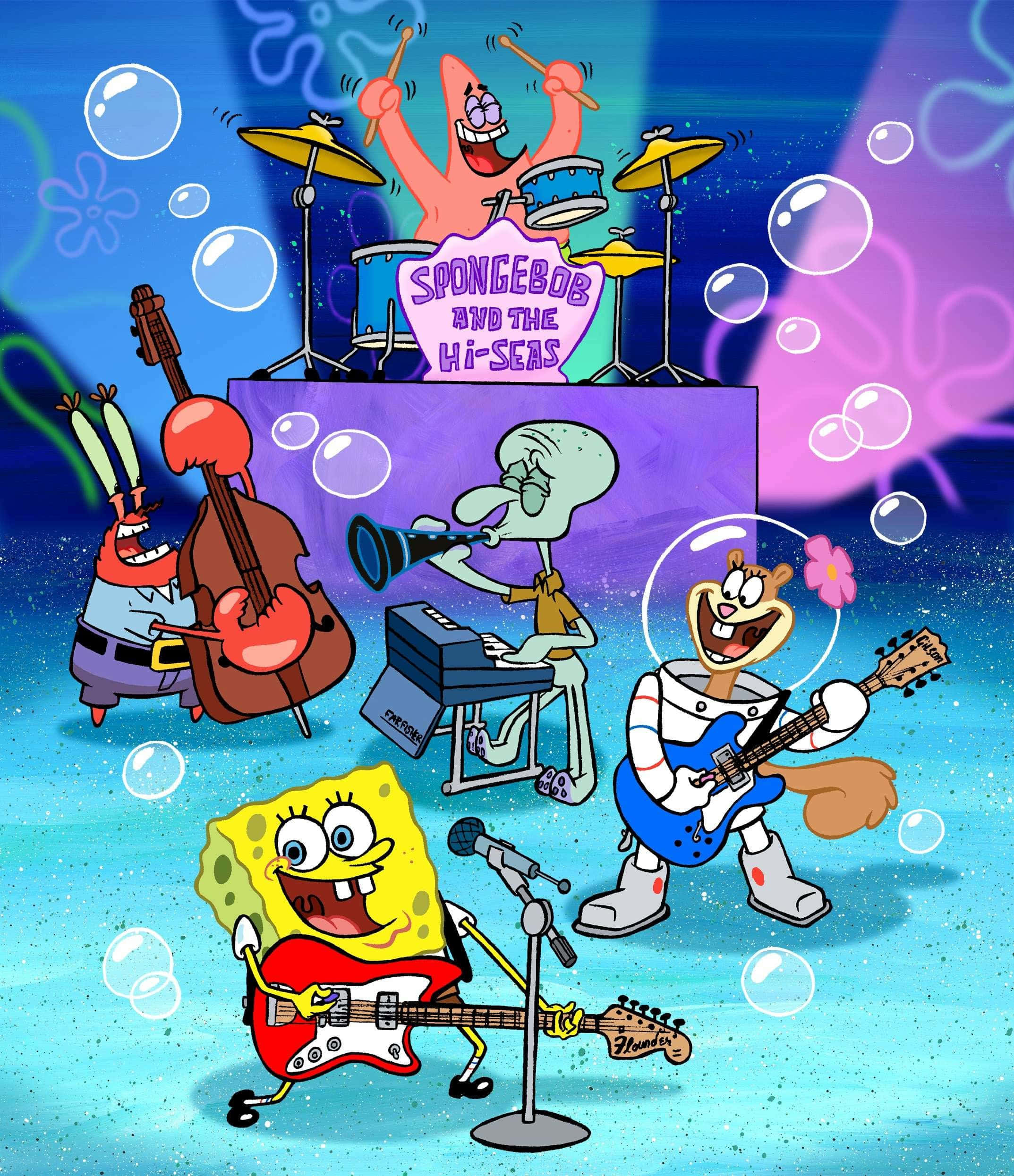 SpongeBob, SpongeBob Characters, underwater, Full HD Phone Wallpaper