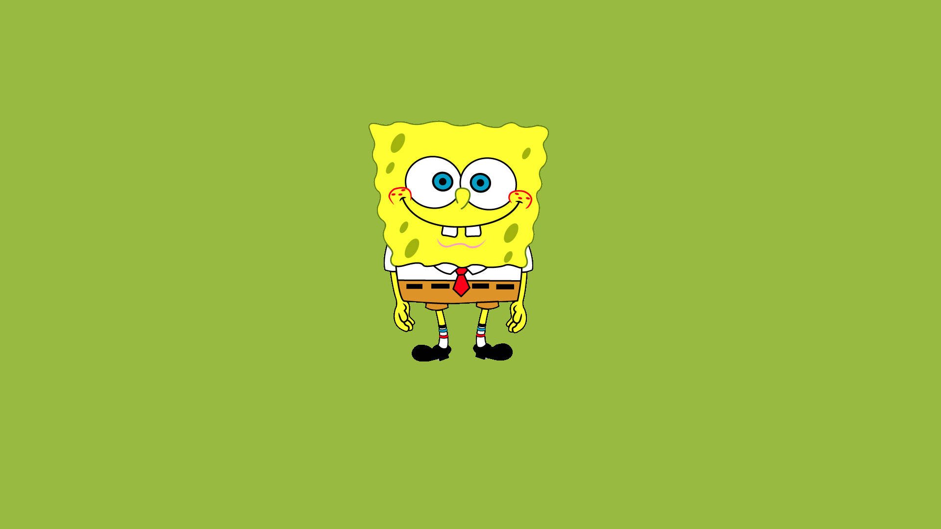 SpongeBob Cool, yellow cartoon sponge, white shirt, Full HD Desktop Wallpaper