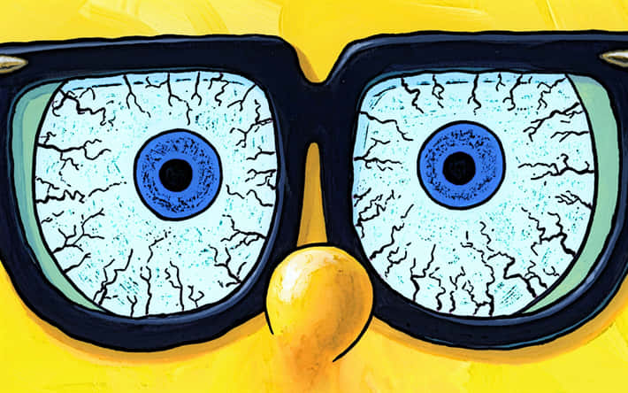 Spongebob, yellow cartoon character, cracked blue eyes, SD Desktop Wallpaper