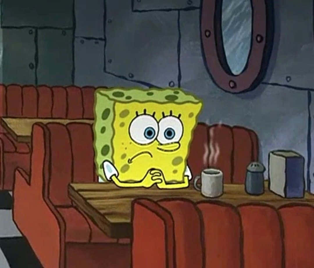 SpongeBob, diner booth, steaming mug, SD Desktop Wallpaper