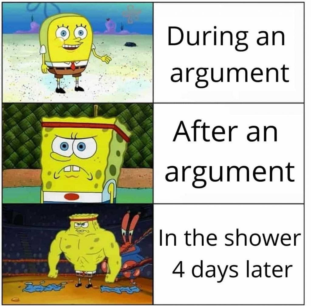 SpongeBob, three-panel meme, cheerful, SD Desktop Wallpaper