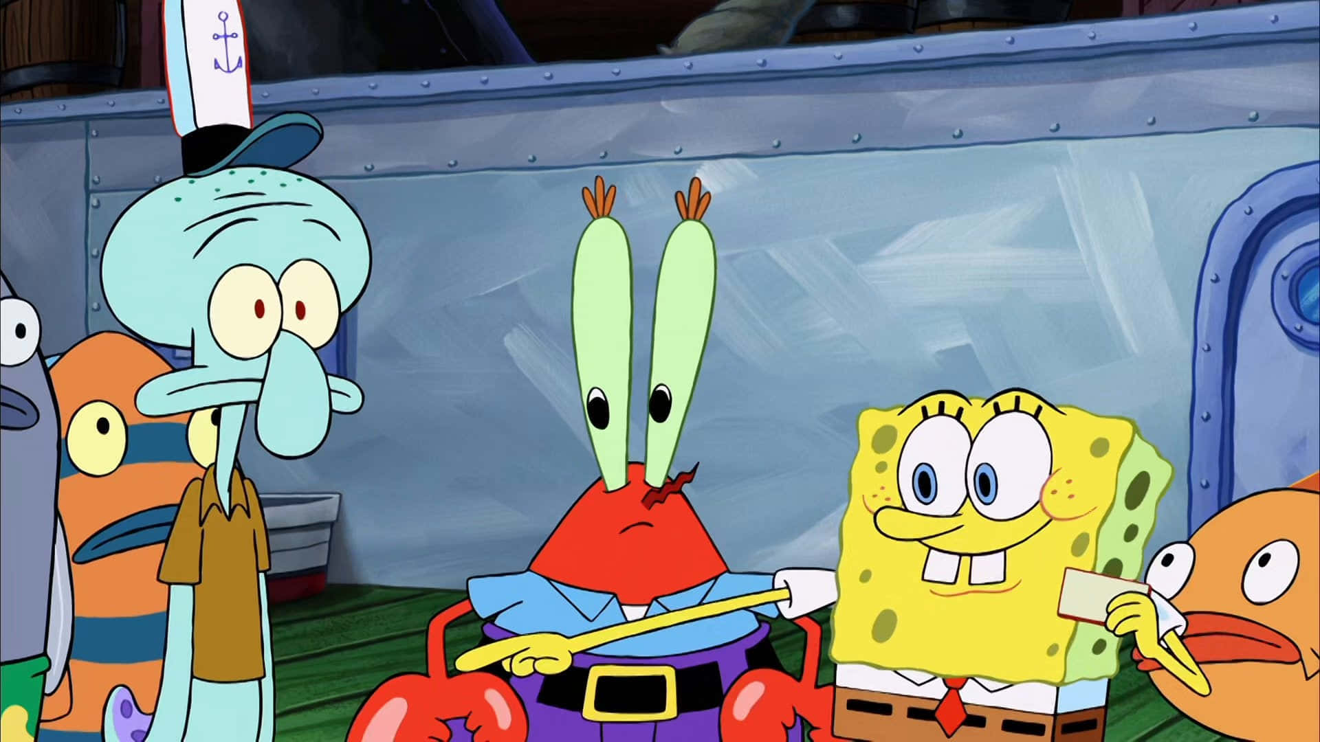 SpongeBob, friends, boat, Full HD Desktop Wallpaper