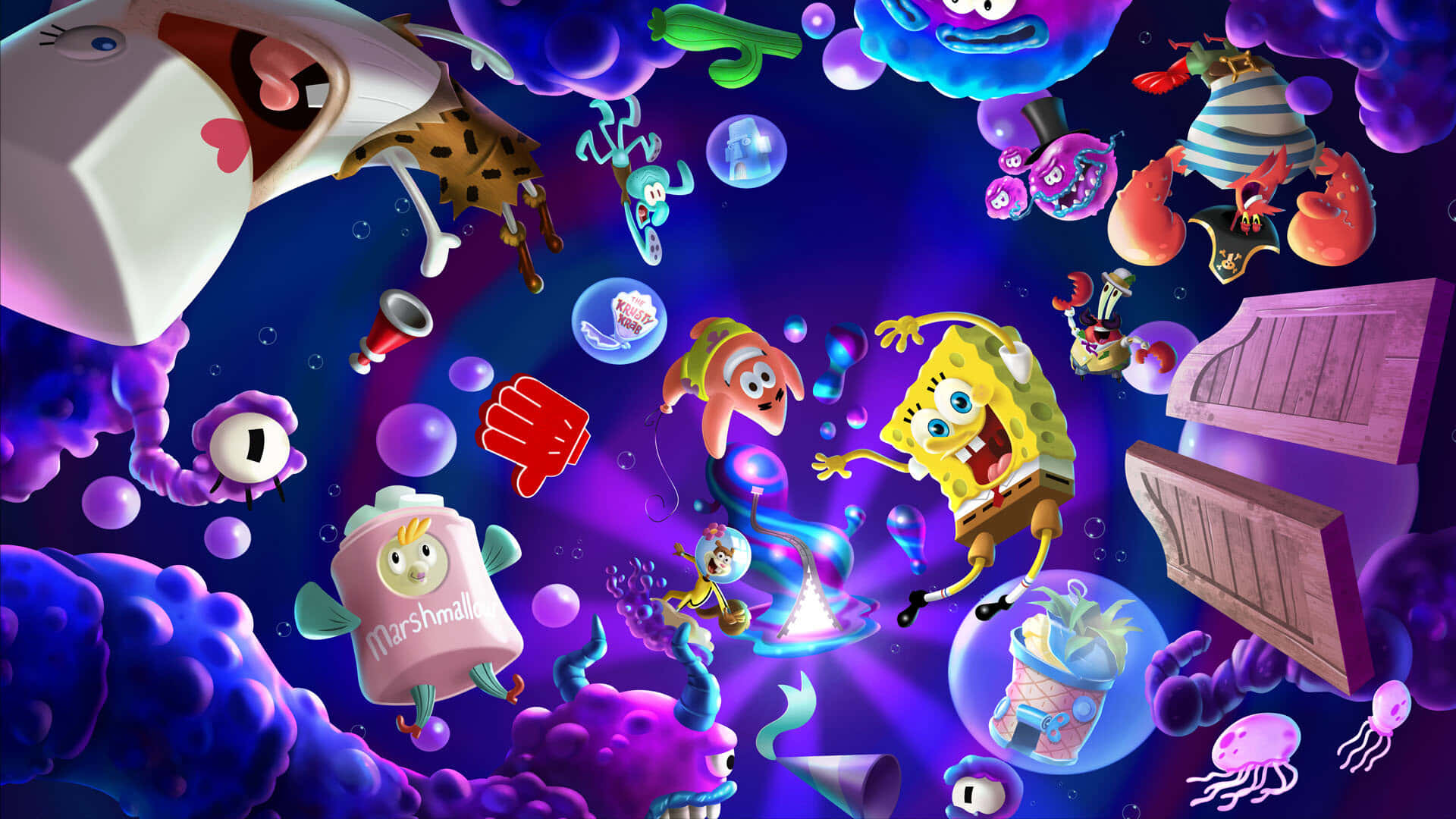 SpongeBob SquarePants The Movie, SpongeBob, underwater dreamscape, Full HD Desktop Wallpaper