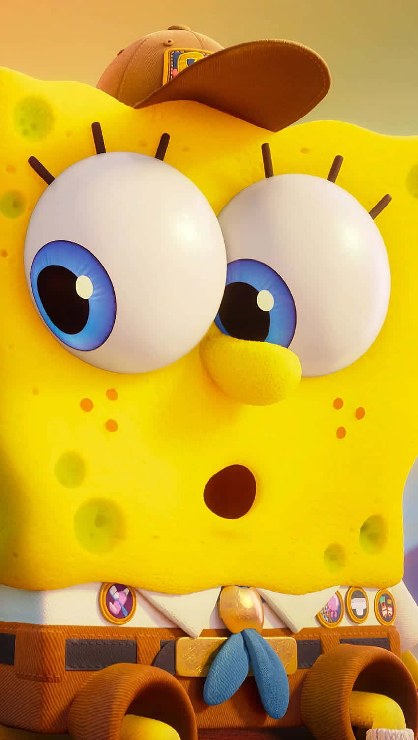 SpongeBob SquarePants, brown cap, tie, HD Phone Wallpaper