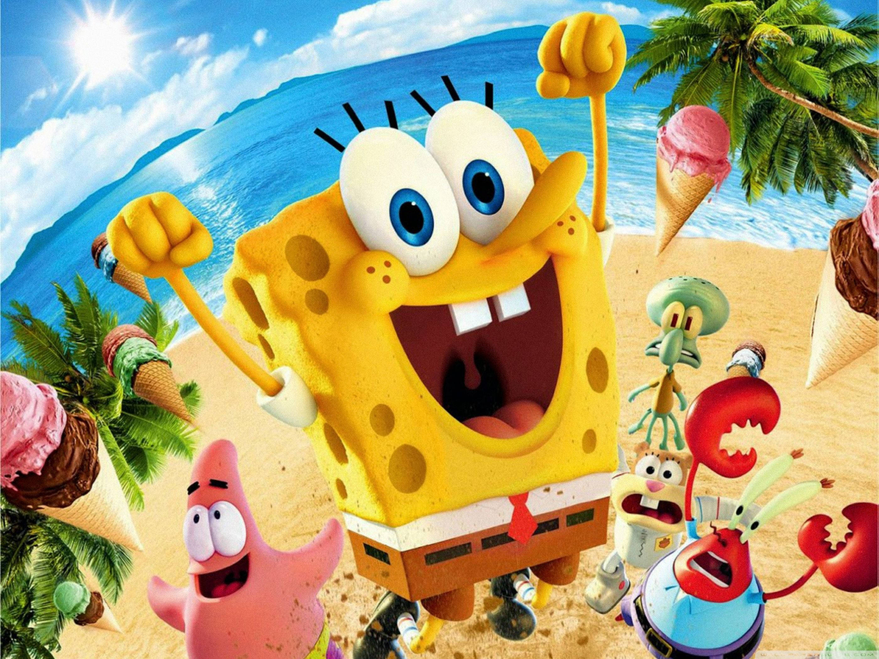 Spongebob Squarepants The Movie, Spongebob, friends, 2K Desktop Wallpaper
