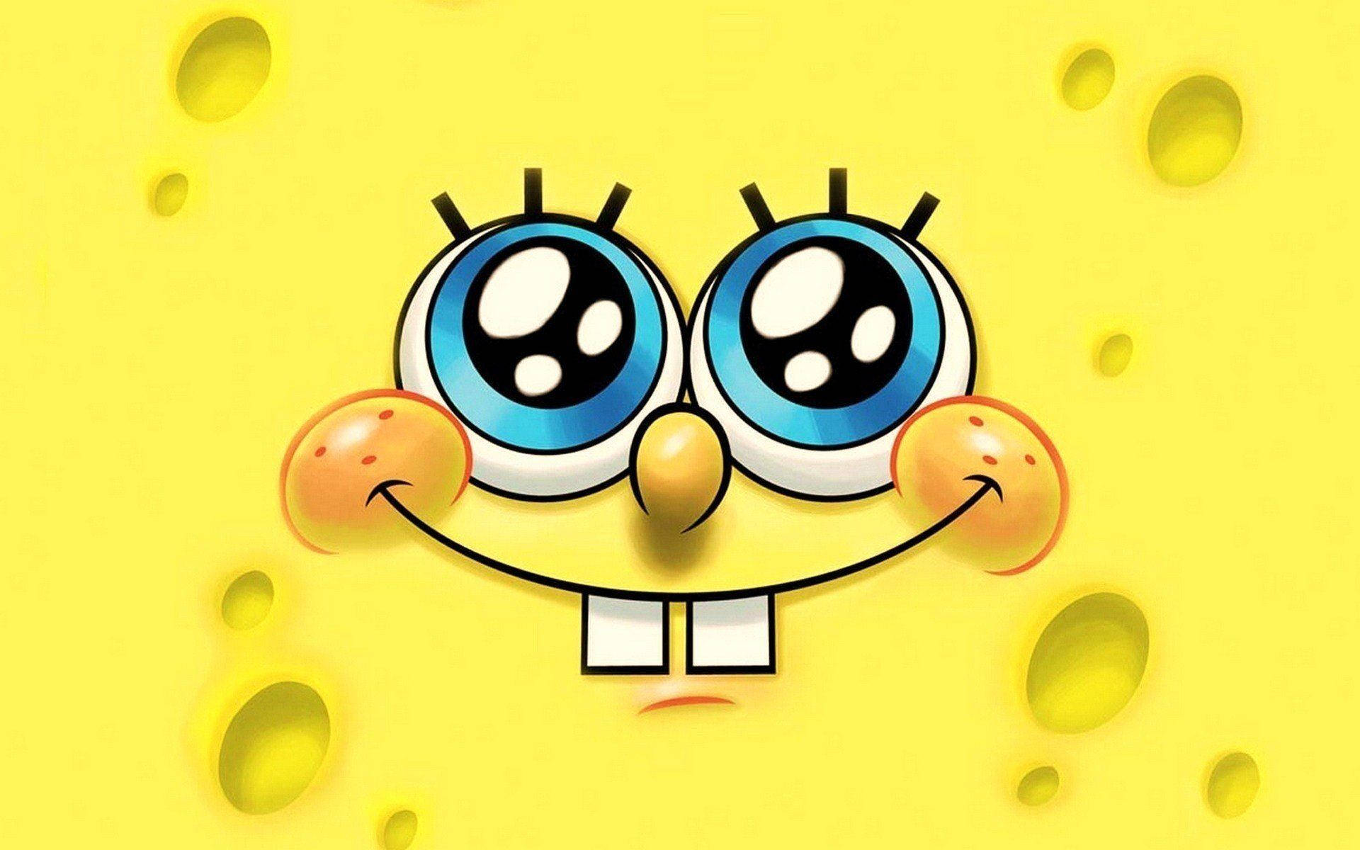 Spongebob Squarepants, yellow, big blue eyes, Full HD Desktop Wallpaper