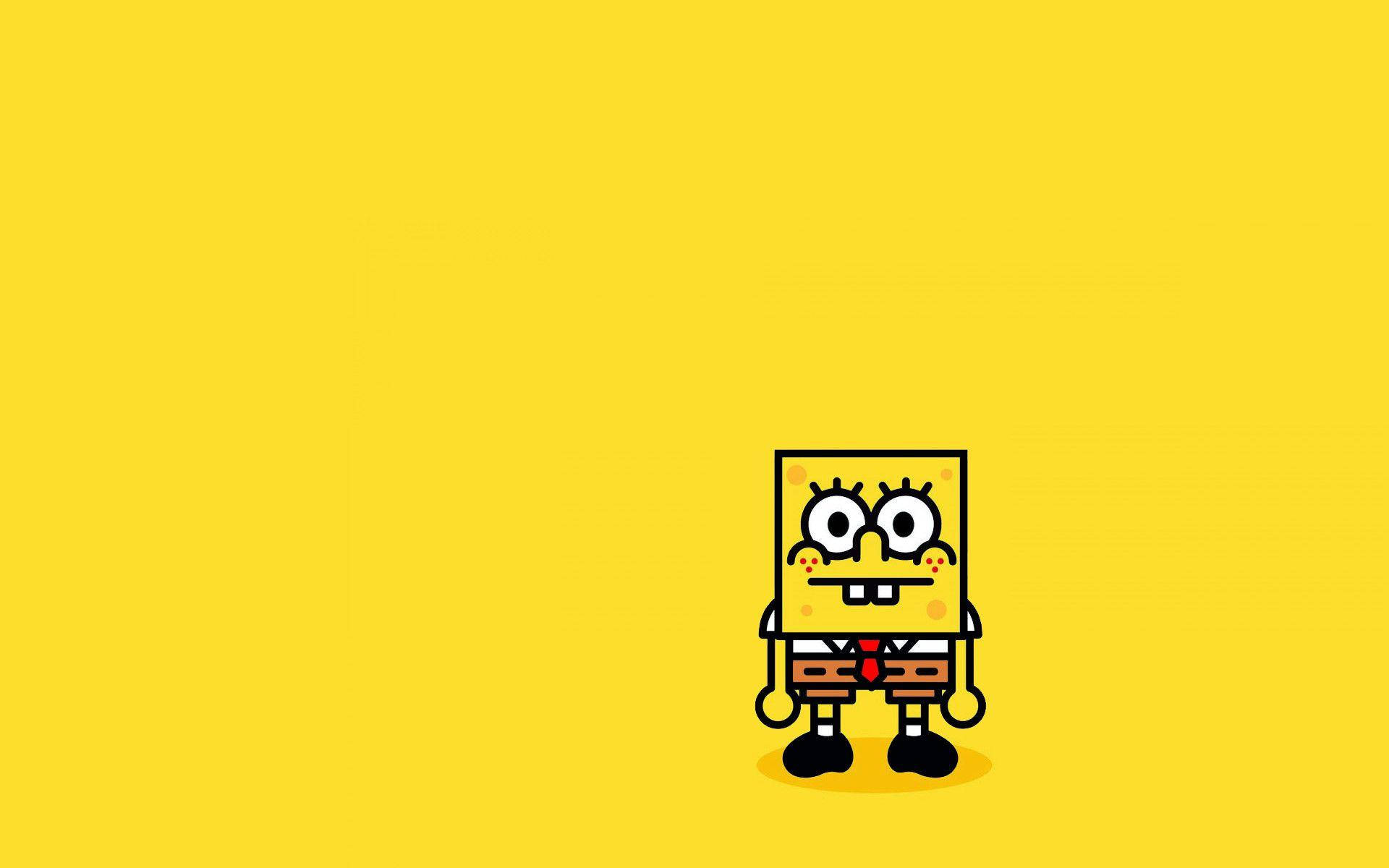 SpongeBob SquarePants, yellow background, signature grin, Full HD Desktop Wallpaper