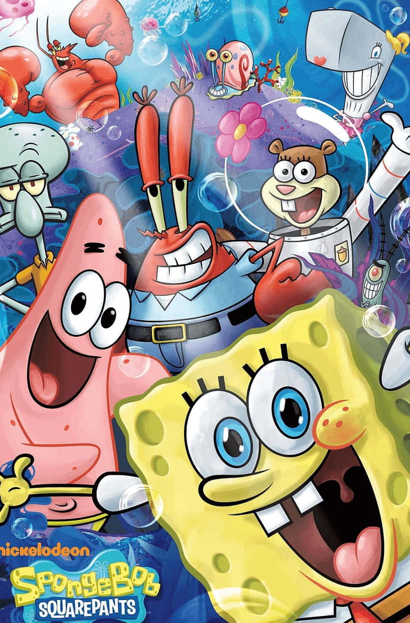 SpongeBob SquarePants, friends, underwater, SD Phone Wallpaper