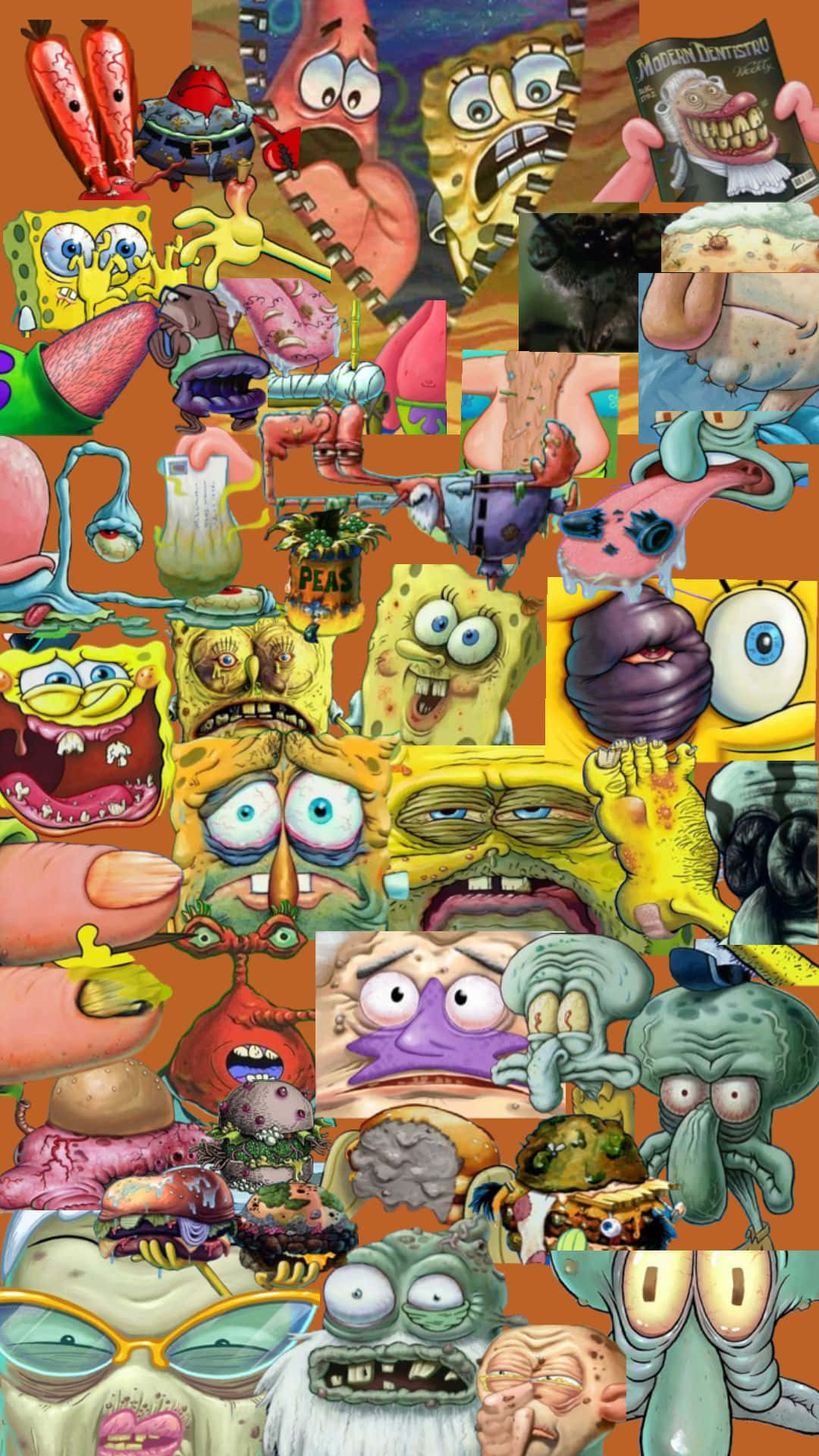 SpongeBob SquarePants, grotesque, exaggerated expressions, Full HD Phone Wallpaper