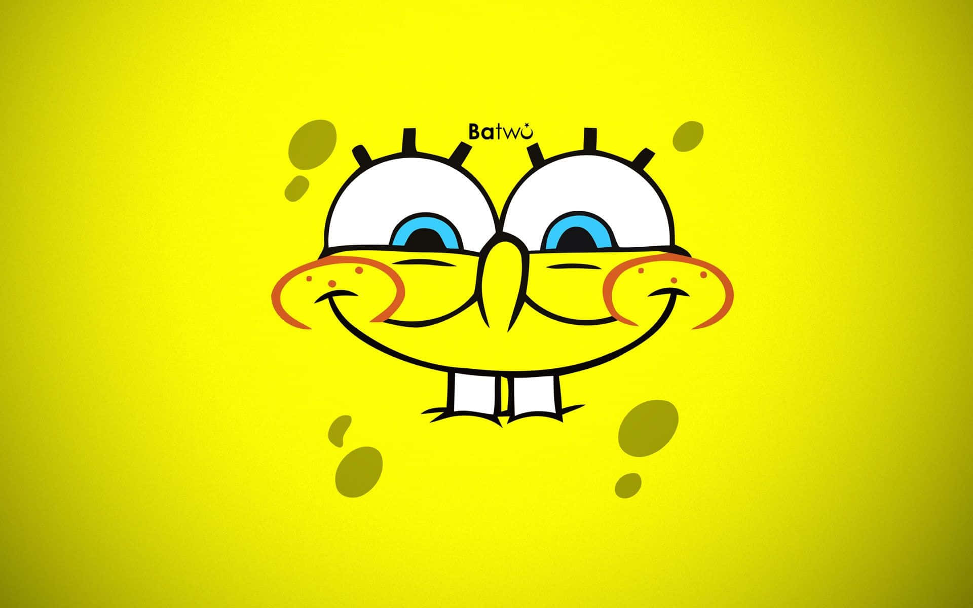 SpongeBob, laptop, bright yellow background, Full HD Desktop Wallpaper