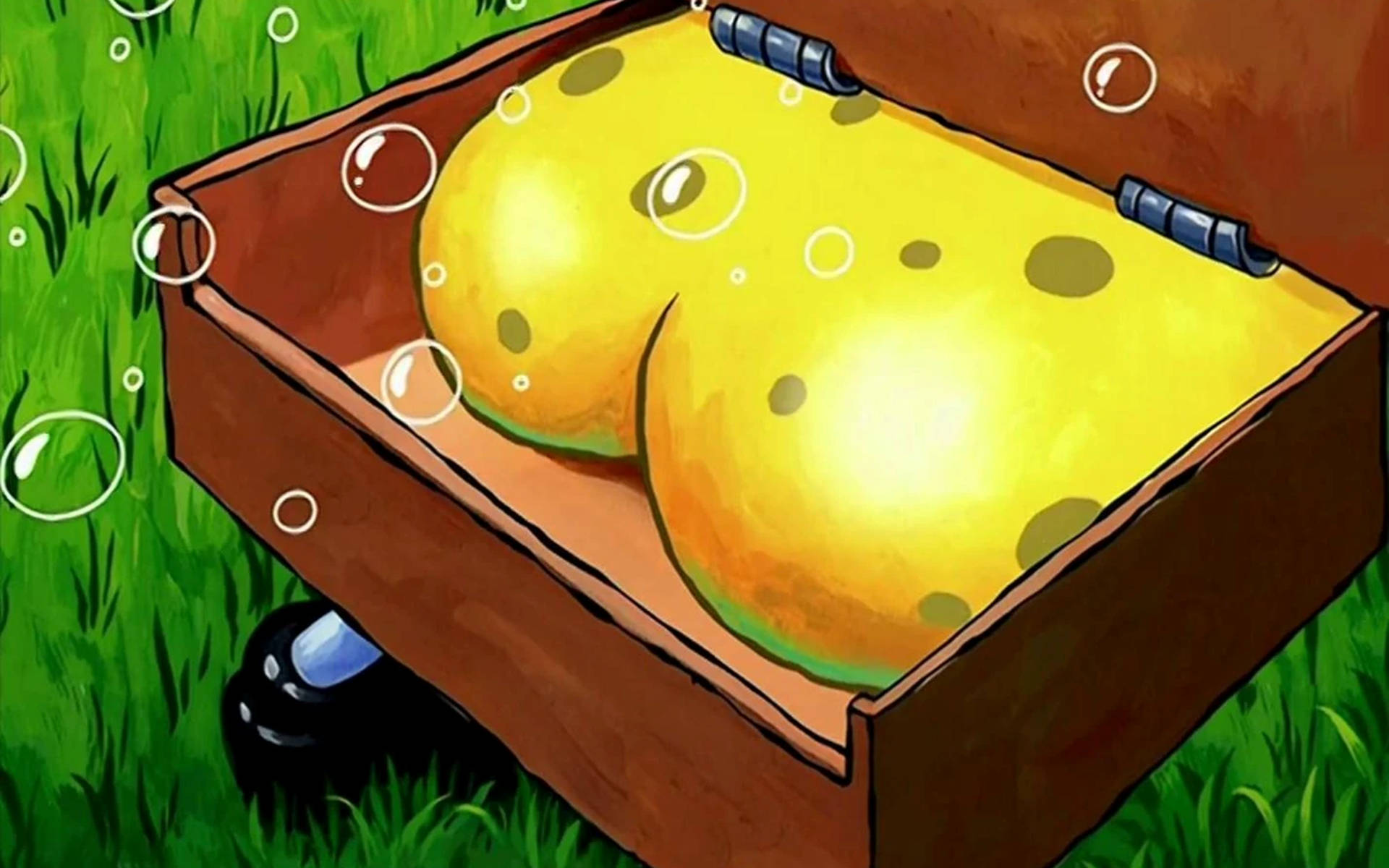 Spongebob, yellow cartoon sponge, brown spots, Full HD Desktop Wallpaper