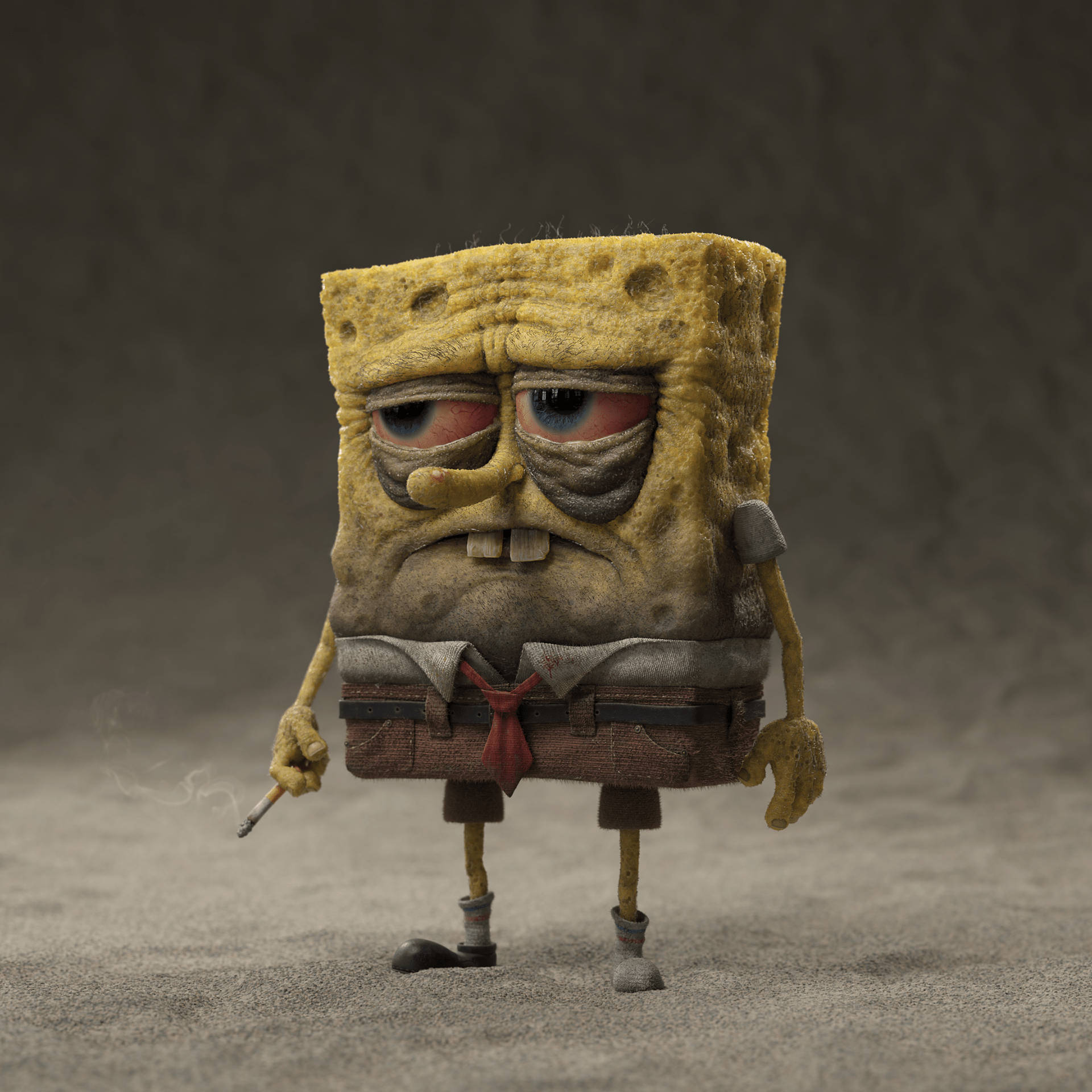Spongebob, cigarette, gritty, Full HD Desktop Wallpaper