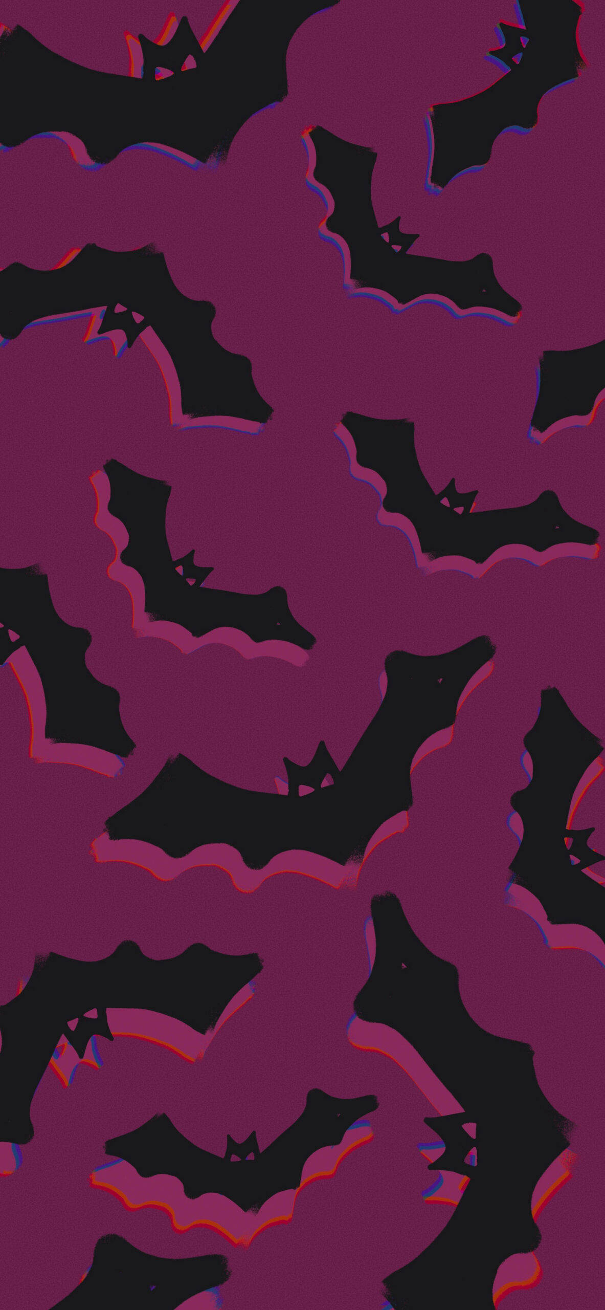 spooky aesthetic, dark bats, glowing outlines, 2K Phone Wallpaper