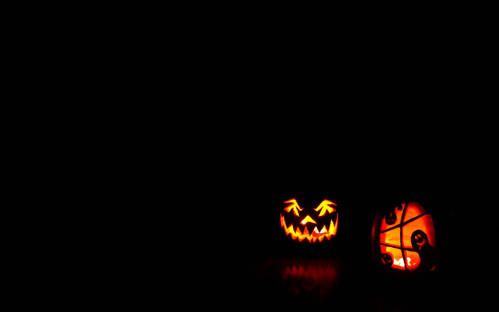 spooky aesthetic, jack-o'-lanterns, carved faces, HD Desktop Wallpaper