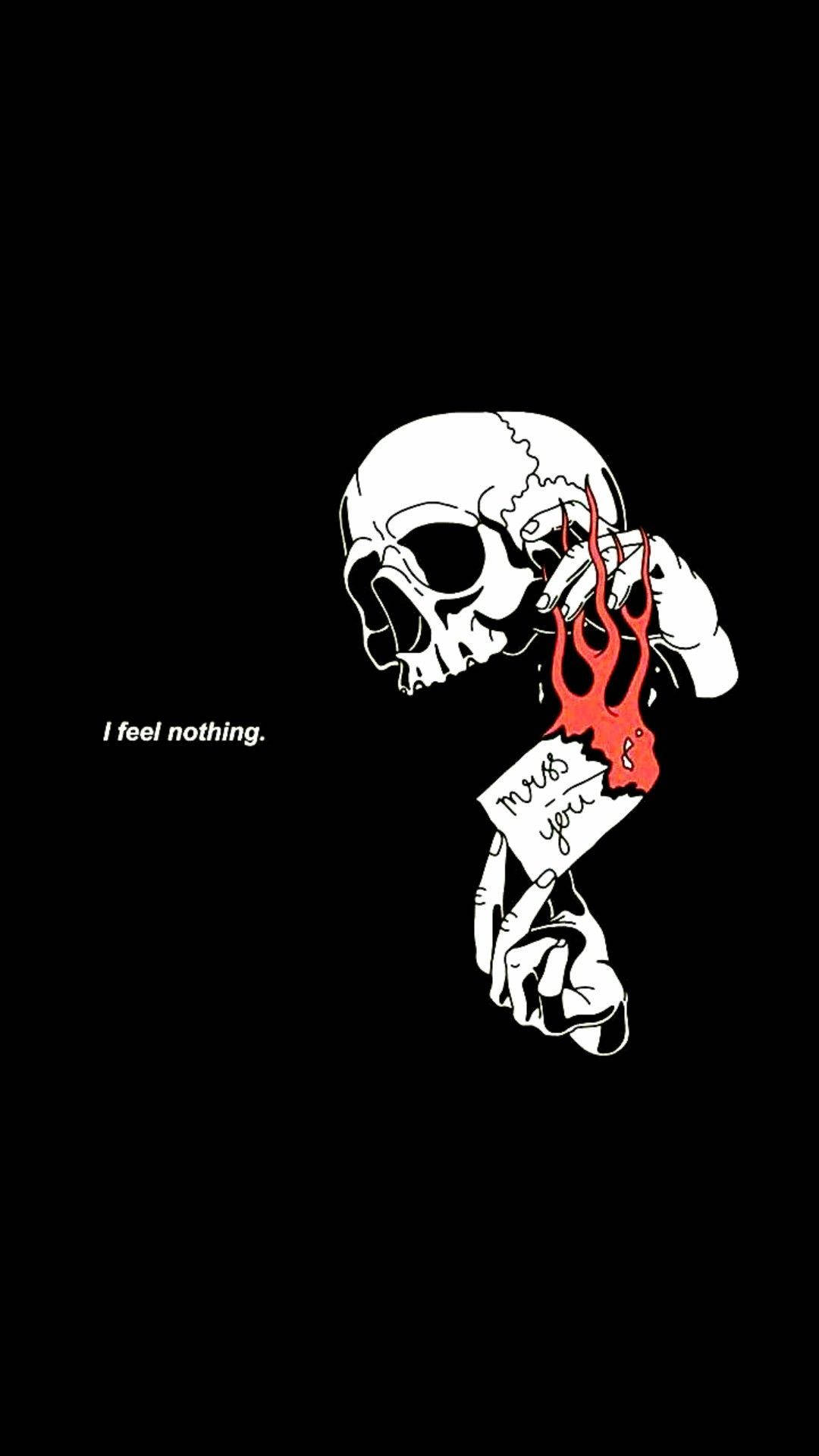 spooky aesthetic, stark white skull, red flame-like tears, Full HD Phone Wallpaper