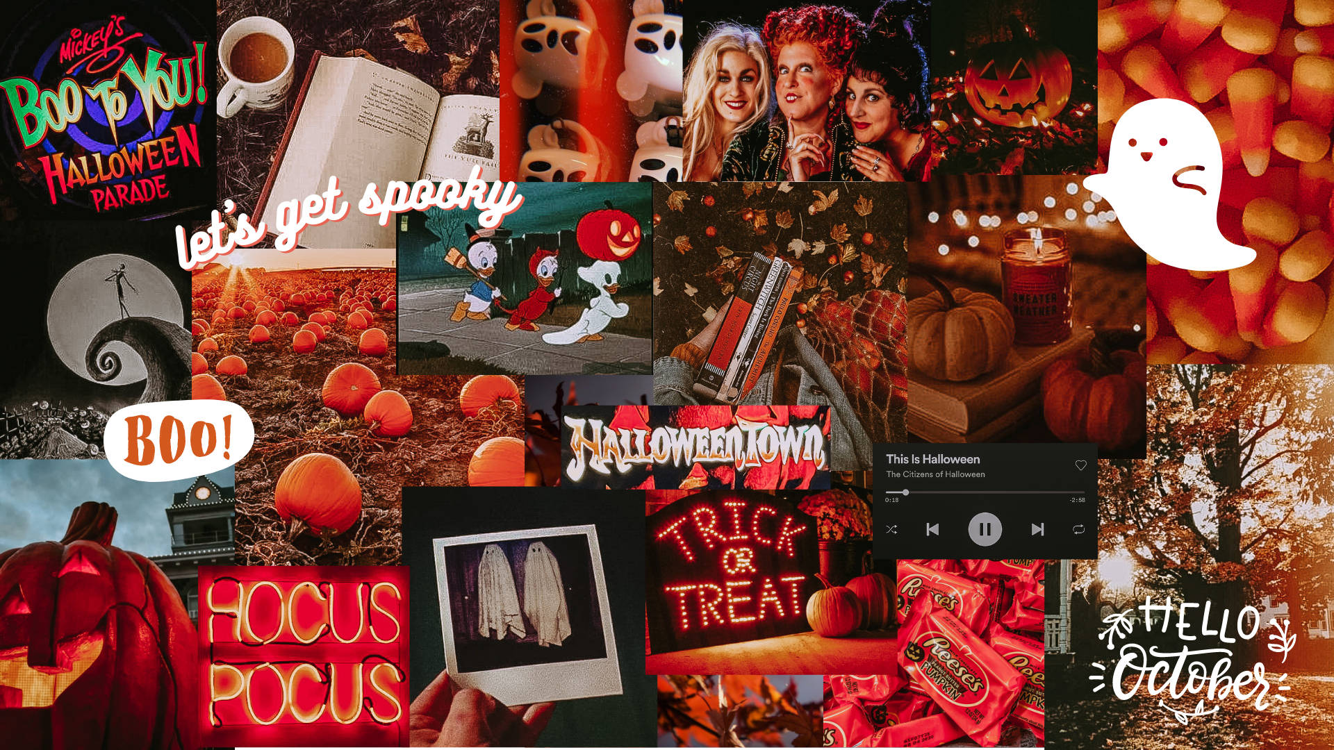Spooky Aesthetic, Halloween Season, pumpkins, Full HD Desktop Wallpaper