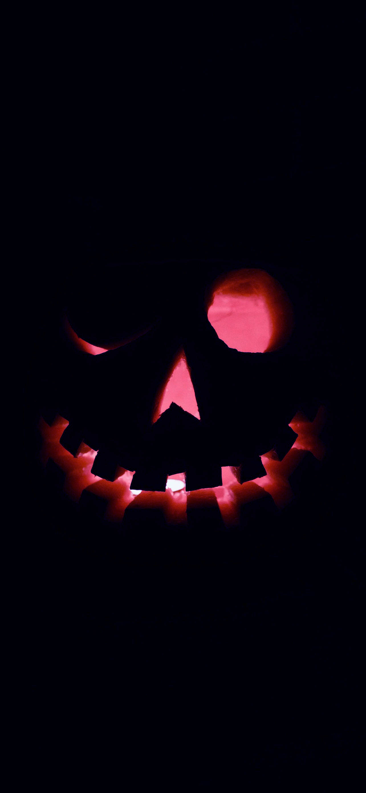 jack-o'-lantern, glowing eye, jagged teeth, 2K Phone Wallpaper