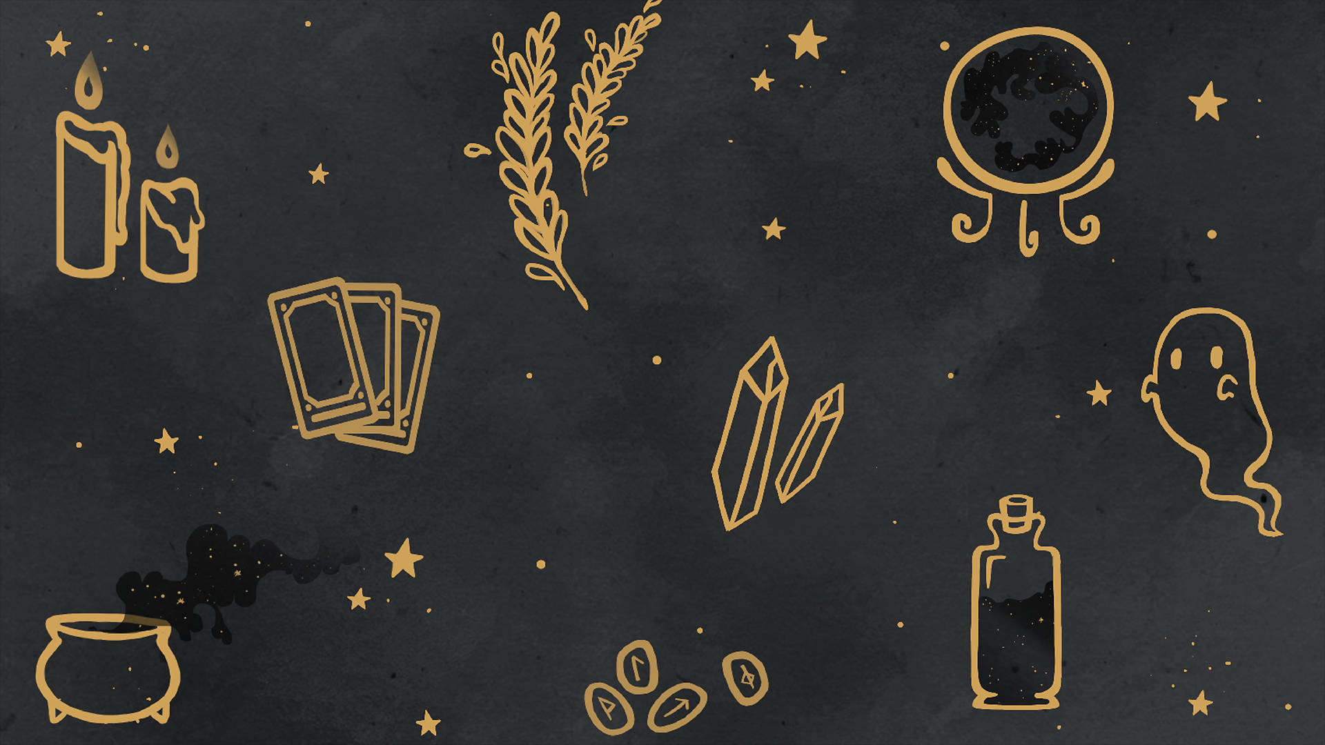 Spooky Aesthetic, witchcraft symbols, candles, Full HD Desktop Wallpaper
