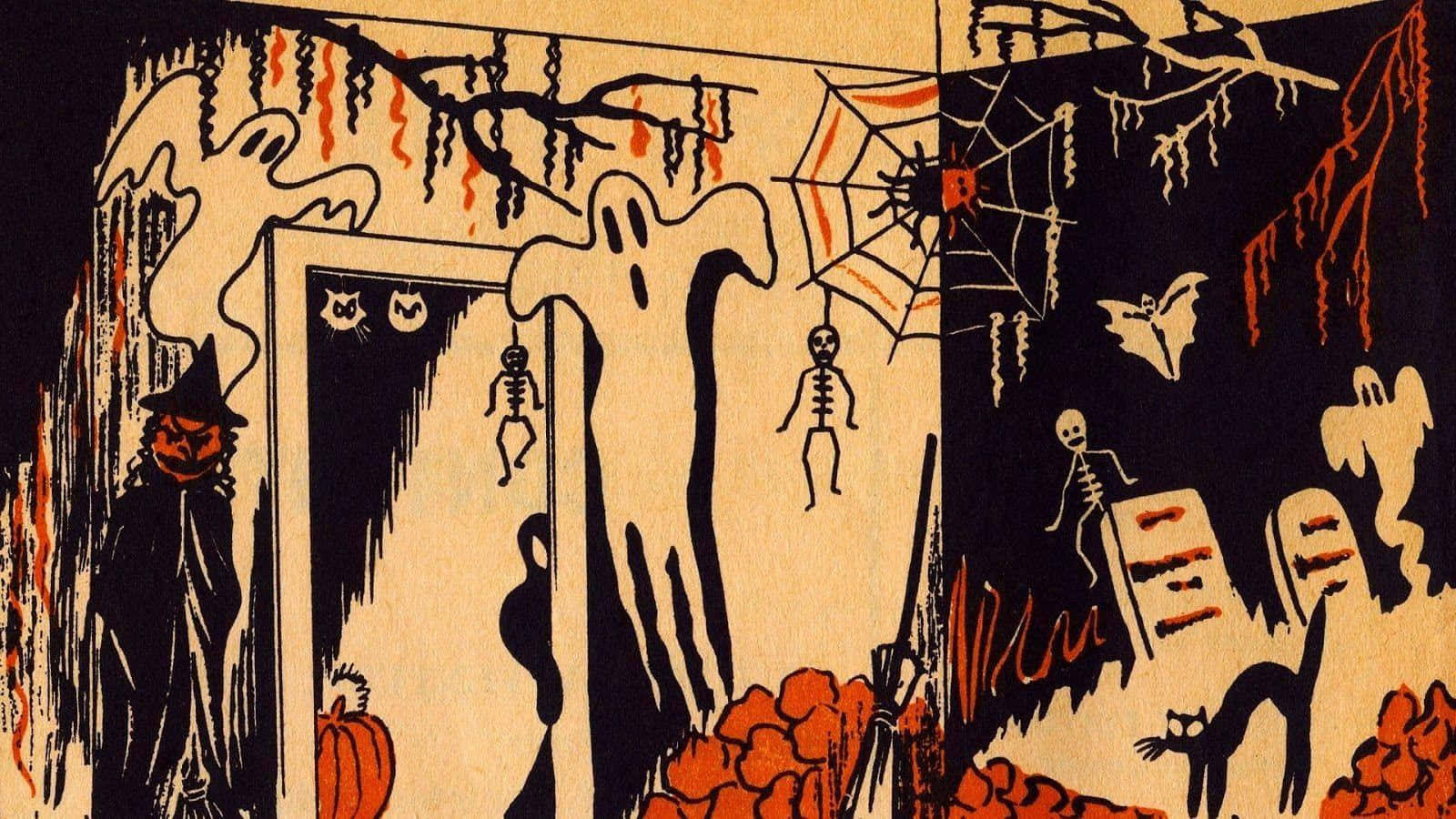 Abandoned House, Spooky Meadow, Halloween illustration, HD Desktop Wallpaper